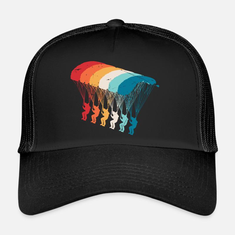Skydive Evolution: Fallschirmspringer Design - Trucker Cap - Schwarz/Schwarz