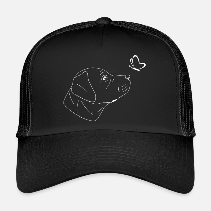 Super süßer Labrador mit Schmetterling - Trucker Cap - Schwarz/Schwarz
