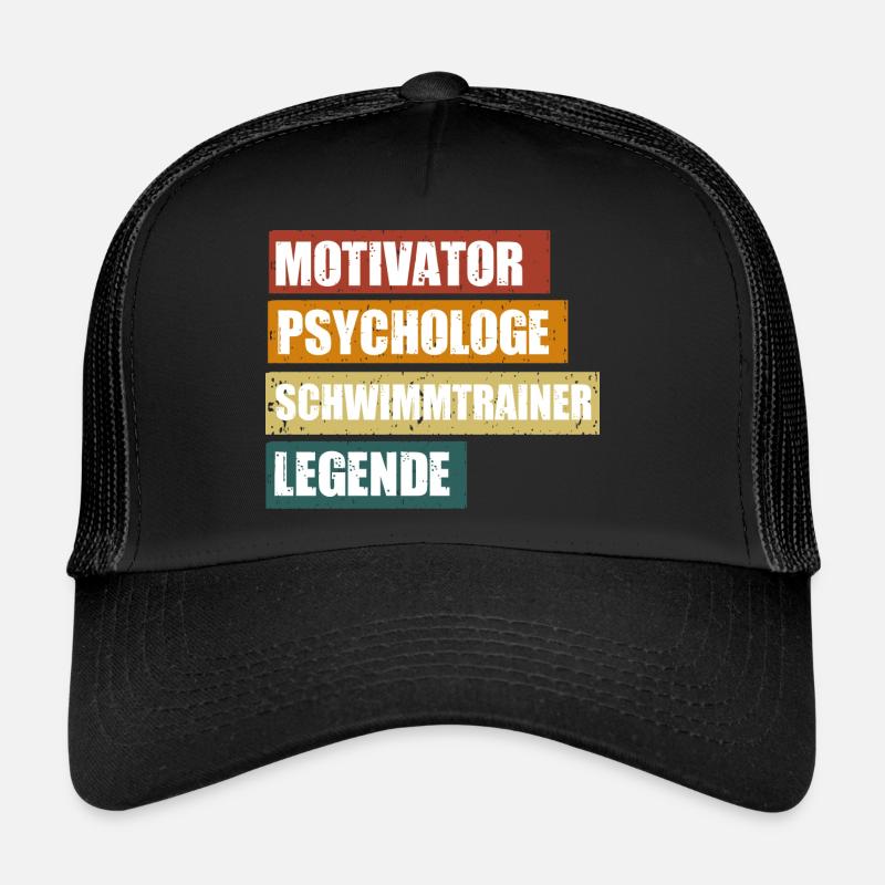 Lustige Schwimmtrainer Sprüche zum Geburtstag - Trucker Cap - Schwarz/Schwarz
