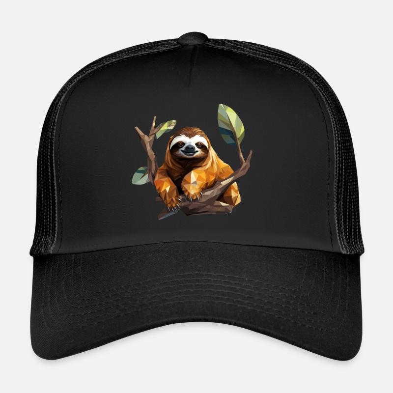 Faultier im Polygon Design - Trucker Cap - Schwarz/Schwarz