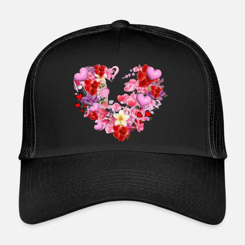Cœur de fleur, Fleurs,Floral, Fleur, Cœurs Casquette trucker 