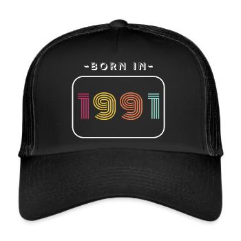 Jahrgang Geburtsdatum 1991 - Trucker Cap - Schwarz/Schwarz - Vorne