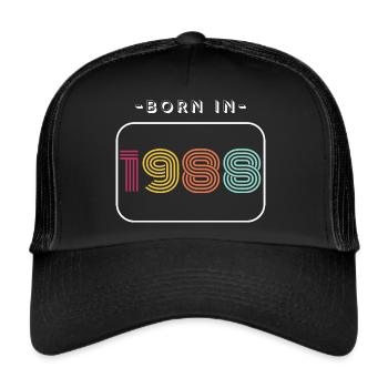 Jahrgang Geburtsdatum 1988 - Trucker Cap - Schwarz/Schwarz - Vorne