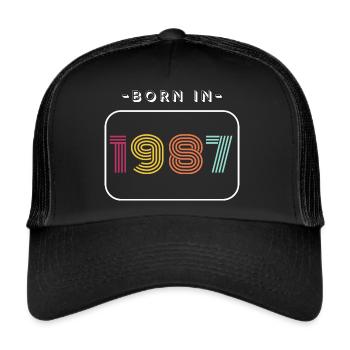 Jahrgang Geburtsdatum 1987 - Trucker Cap - Schwarz/Schwarz - Vorne