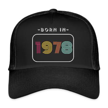 Jahrgang Geburtsdatum 1978 - Trucker Cap - Schwarz/Schwarz - Vorne