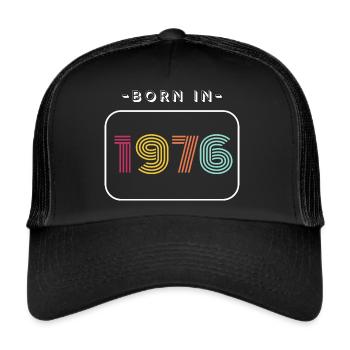 Jahrgang Geburtsdatum 1976 - Trucker Cap - Schwarz/Schwarz - Vorne