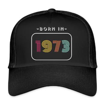 Jahrgang Geburtsdatum 1973 - Trucker Cap - Schwarz/Schwarz - Vorne
