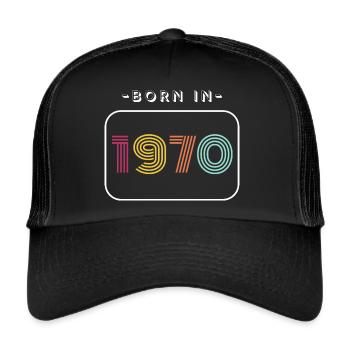 Jahrgang Geburtsdatum 1970 - Trucker Cap - Schwarz/Schwarz - Vorne