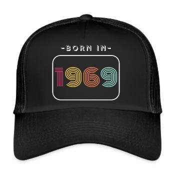 Jahrgang Geburtsdatum 1969 - Trucker Cap - Schwarz/Schwarz - Vorne