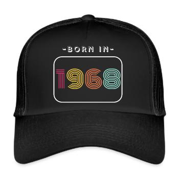 Jahrgang Geburtsdatum 1968 - Trucker Cap - Schwarz/Schwarz - Vorne