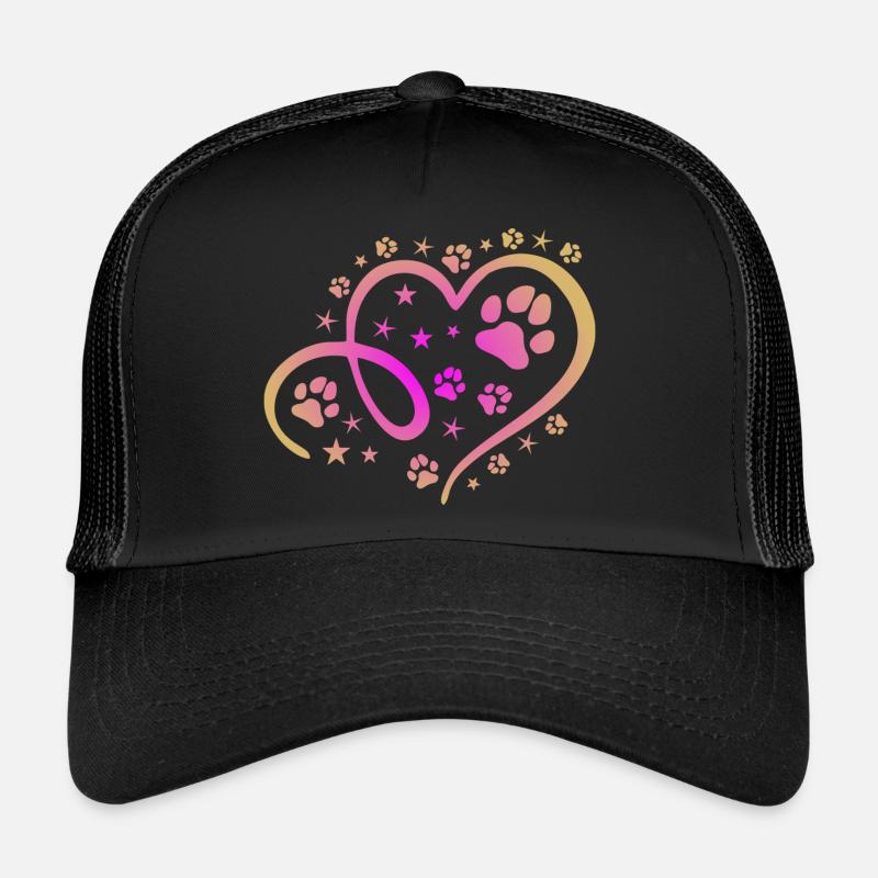 Herz mit Pfötchen und Sternen Trucker Cap