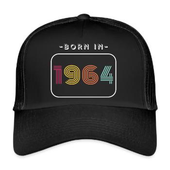 Jahrgang Geburtsdatum 1964 - Trucker Cap - Schwarz/Schwarz - Vorne