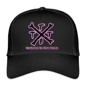 trained to the bone crossbones pink Bodybuilding - Trucker Cap - black/black - Front