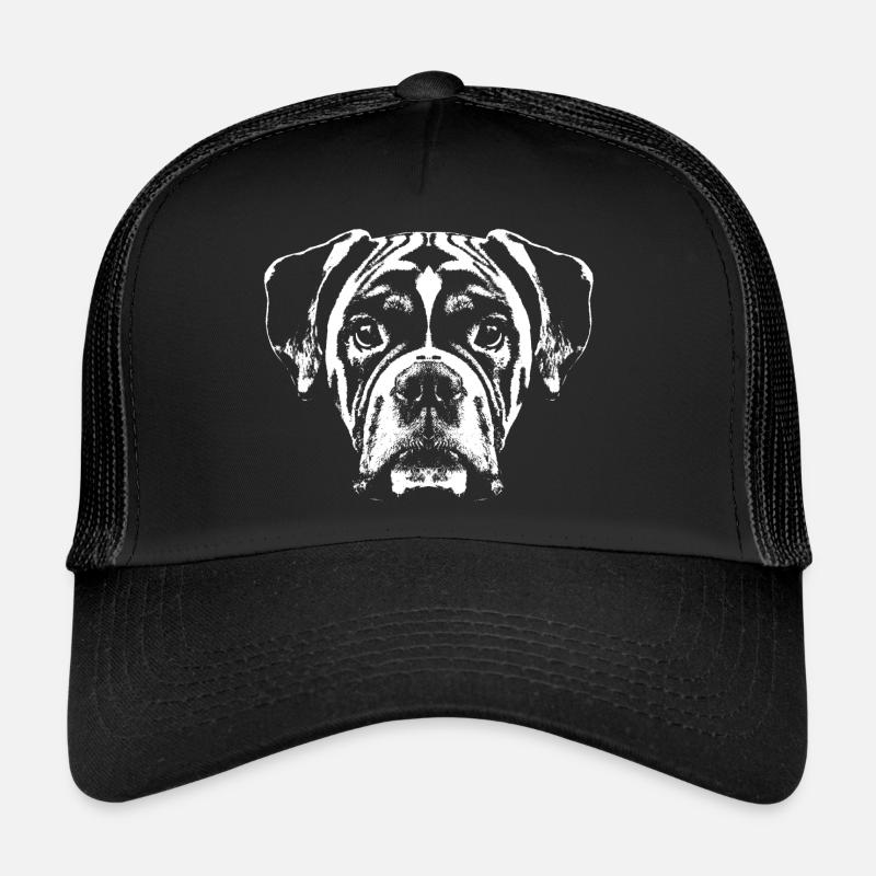 Boxer / tête / chien / graphique / blanc Casquette trucker 