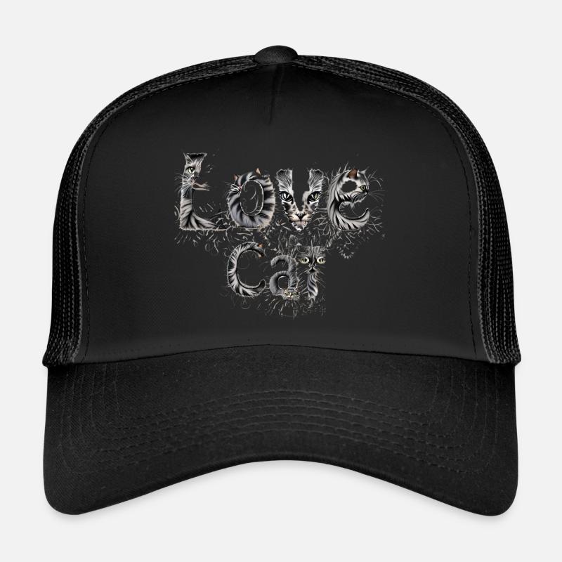 Lettrage moelleux Love Cat avec visage de chat Casquette trucker 