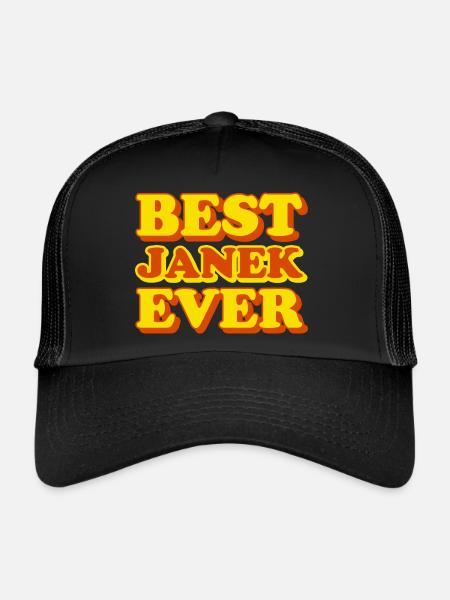 Janek Prénom Drôle Cadeau - Casquette trucker  - noir/noir - Devant