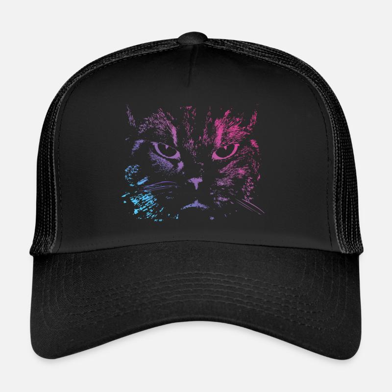 Katze Abstrakt - Trucker Cap - Schwarz/Schwarz