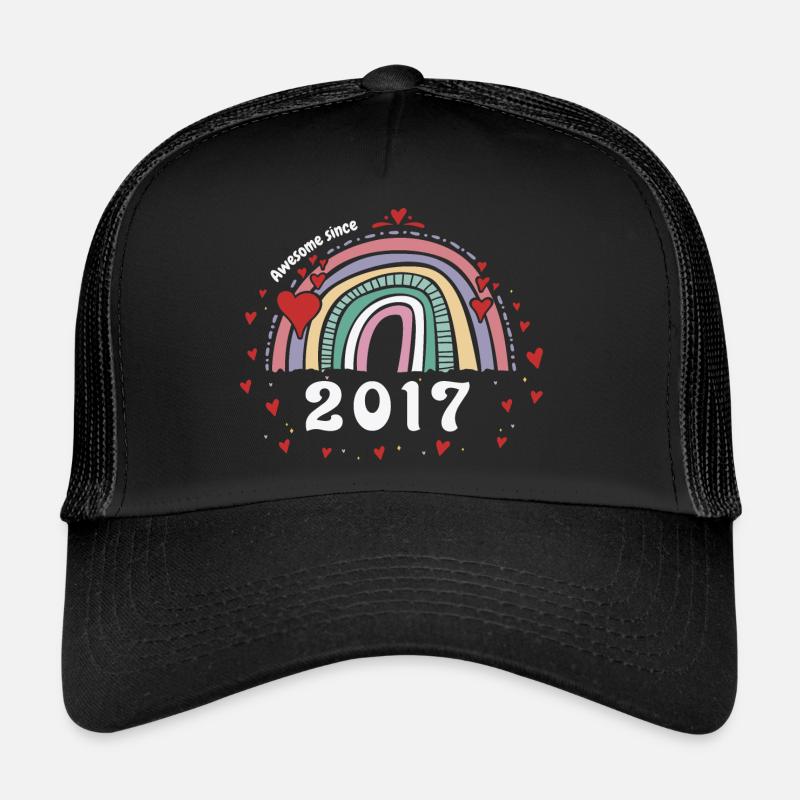 Cute Rainbow Awesome 2017 - 6th Birthday w/ Trucker Cap