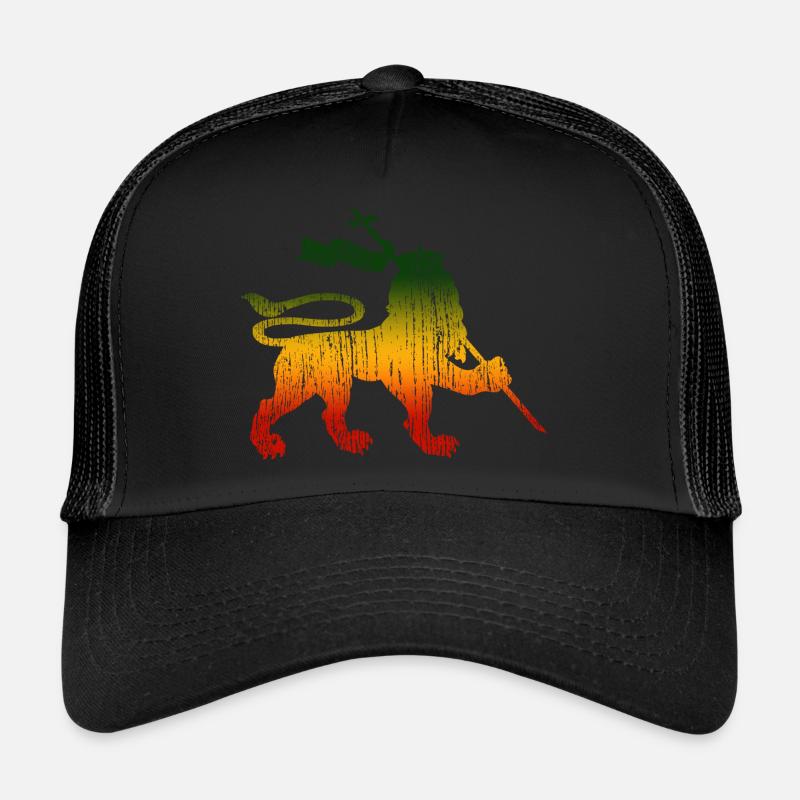 Reggae Musik Rastafari Jamaika - Trucker Cap - Schwarz/Schwarz