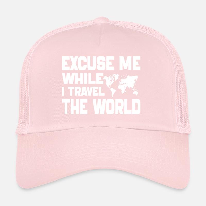 Excuse Me While I Travel The World-World map 2024 Casquette trucker 