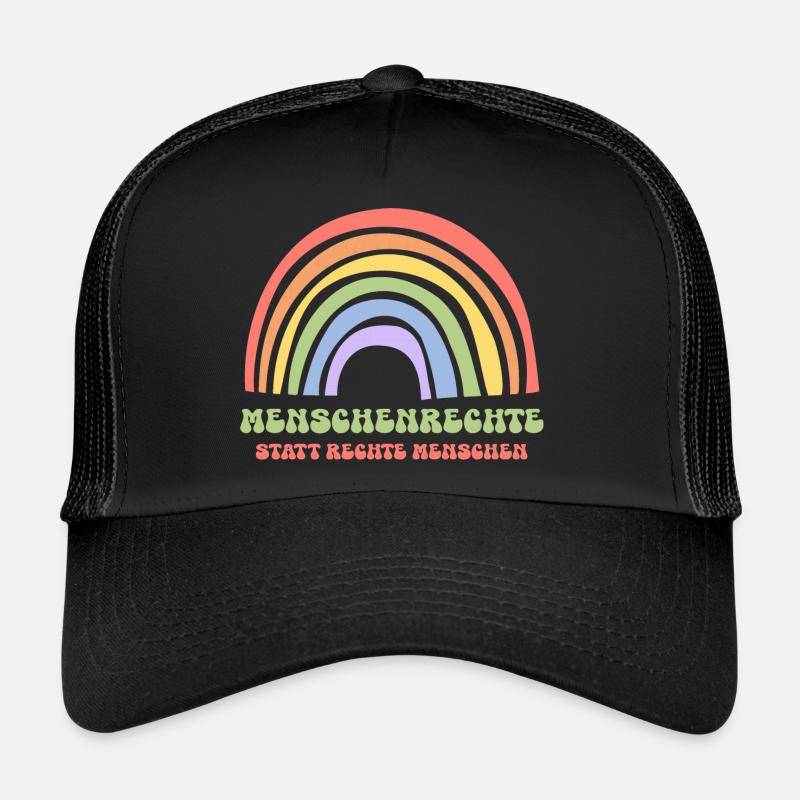 Menschenrechte Regenbogen Demo gegen rechts - Trucker Cap - Schwarz/Schwarz