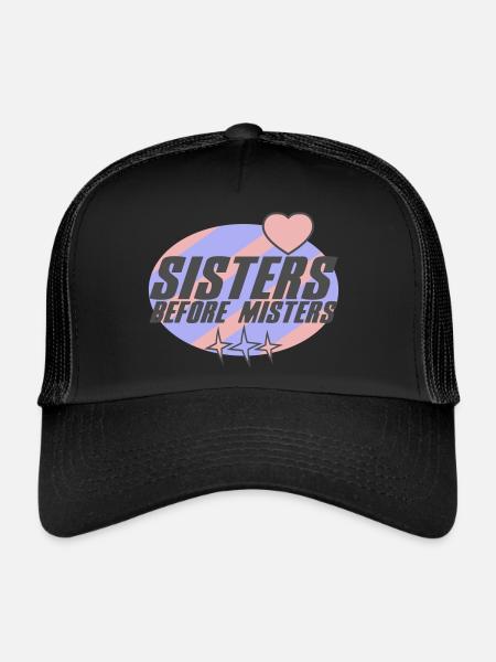 Les sœurs avant les messieurs | Couleurs modifiables - Casquette trucker  - noir/noir - Devant