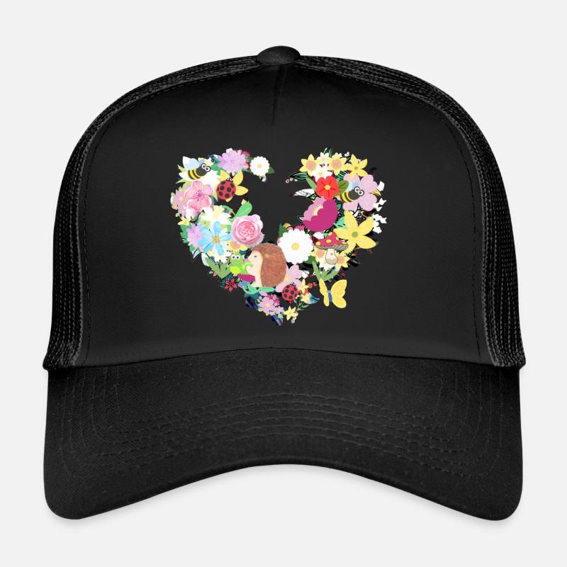 Coeur De Fleur, Hérisson, Abeilles, Nature, Fleurs Casquette trucker 