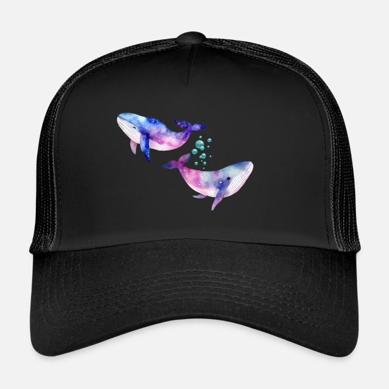 Zwei Regenbogenwale/Wale Trucker Cap
