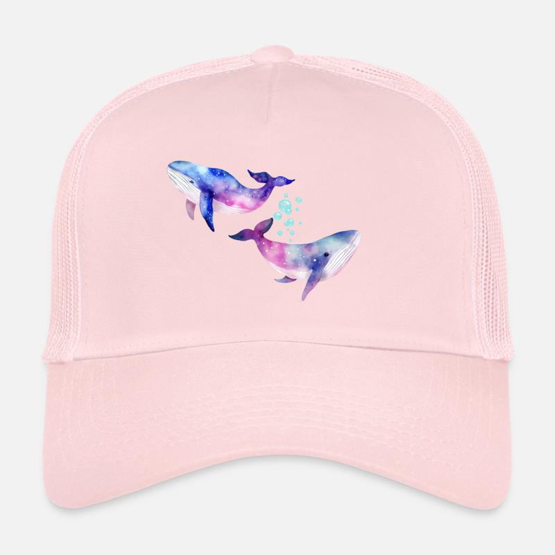 Deux baleines/cétacés arc-en-ciel Casquette trucker 