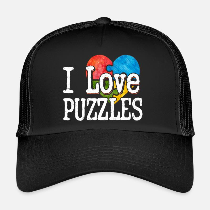 I Love Puzzles Piece Jigsaw Puzzle Trucker Cap