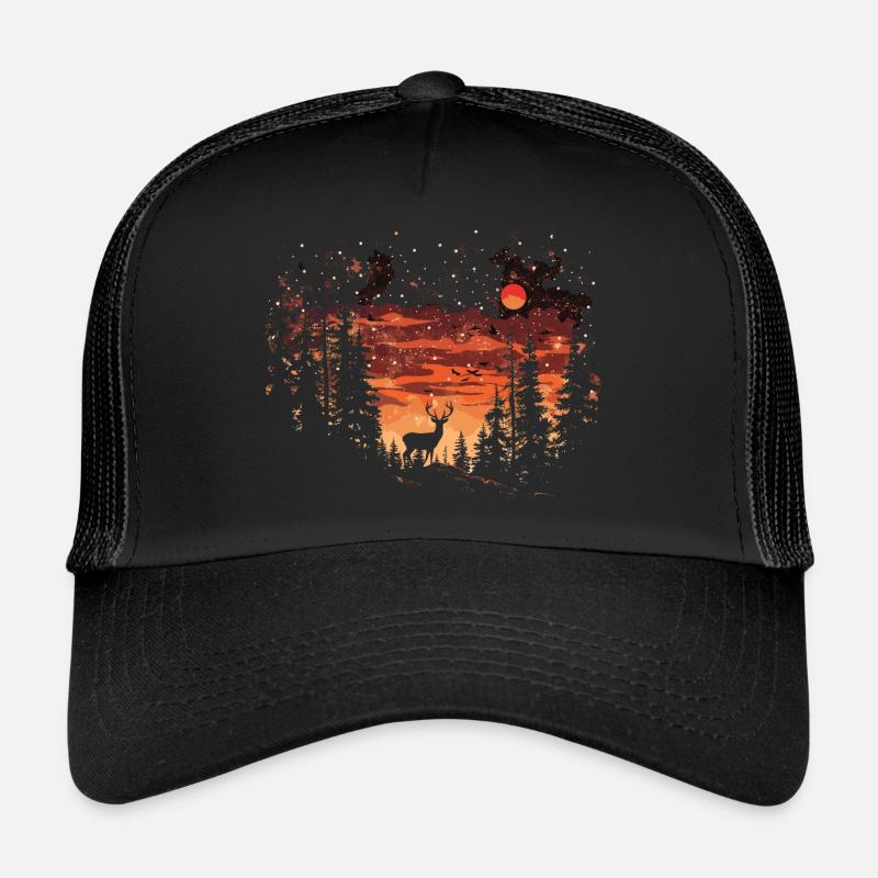 Deer Forest Deer Nature Sunset Trucker Cap