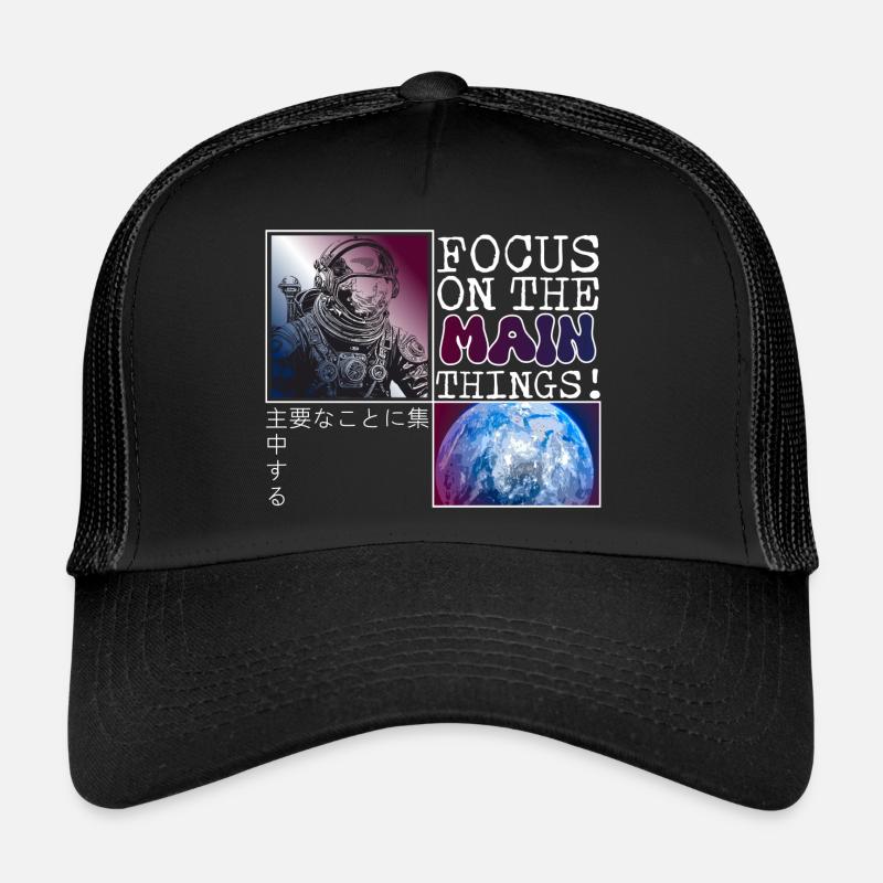 Focus on the main things - Trucker Cap - Schwarz/Schwarz