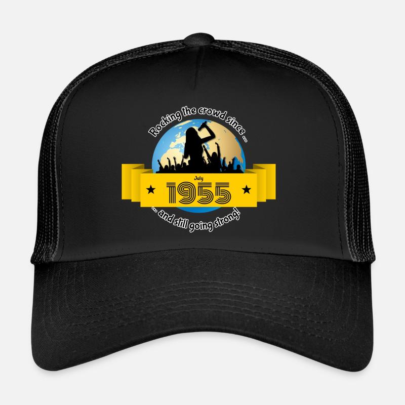 70. Geburtstag Rocking the crowd since 07/1955 - Trucker Cap - Schwarz/Schwarz