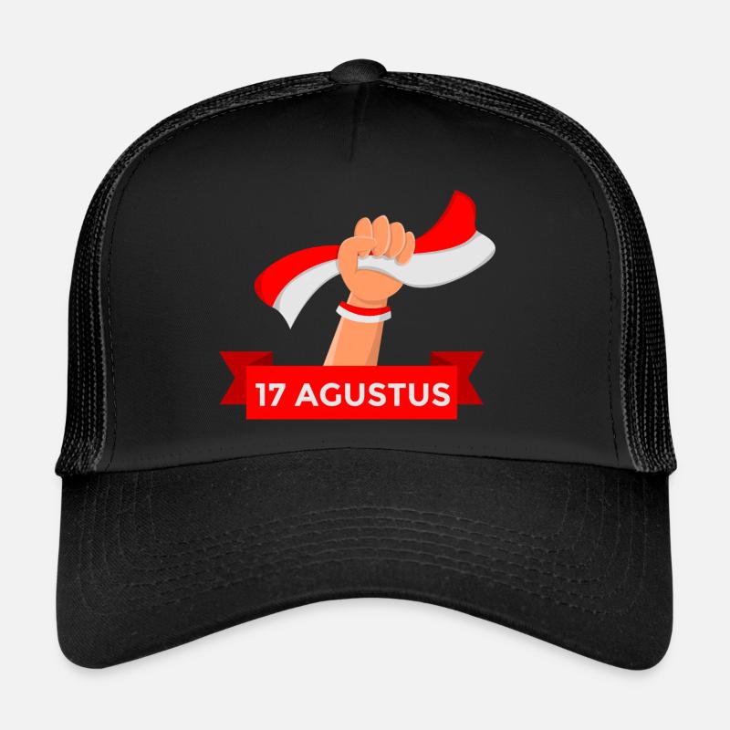 Rouge Blanc Drapeau Indonésien 17 Agustus Casquette trucker 