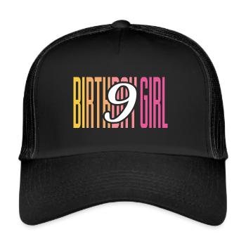 Neuvième anniversaire fille J’ai déjà 9 ans - Casquette trucker  - noir/noir - Devant