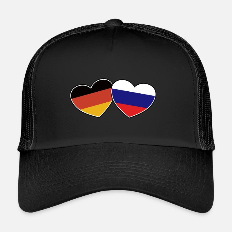 Deutsch Russische Freundschaft - Geschenk - Trucker Cap - Schwarz/Schwarz