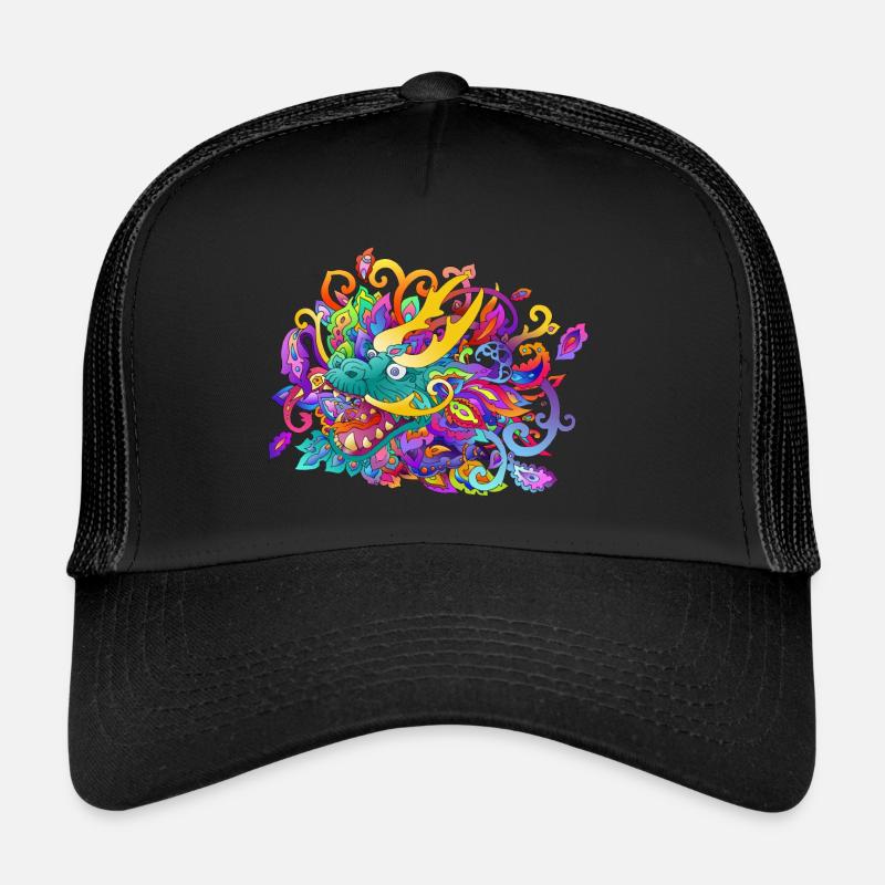 chinesischer Drache - Trucker Cap - Schwarz/Schwarz