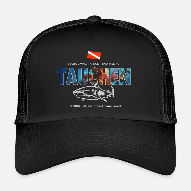 Plongée plongée plongée apnée - Casquette trucker - noir/noir