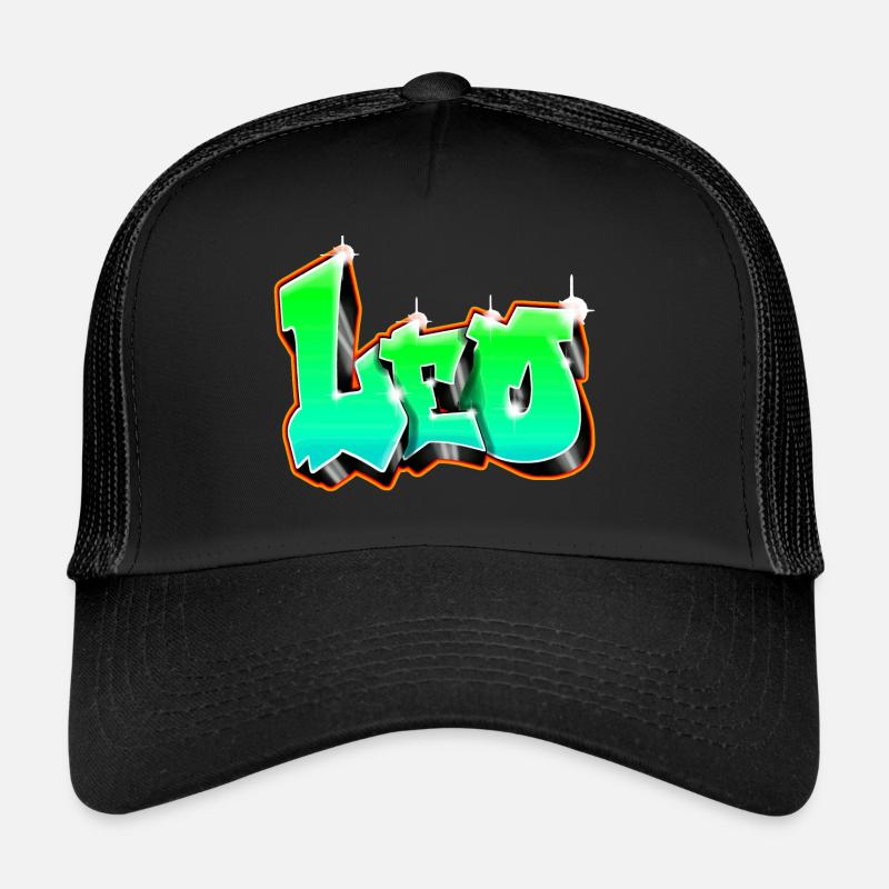 Leo Graffiti Green - Casquette trucker - noir/noir