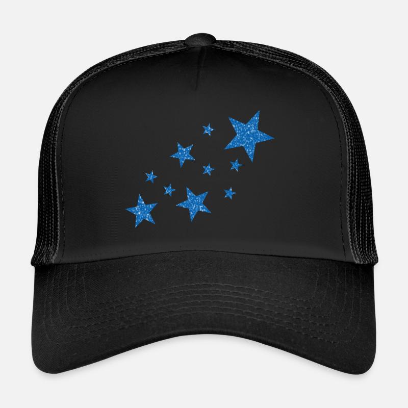 Blaue Sterne mit Schnee - Trucker Cap - Schwarz/Schwarz