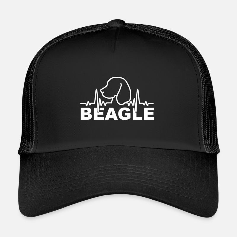 Herzschlag, Hund, Beagle, Geschenk, Silhouette - Trucker Cap - Schwarz/Schwarz