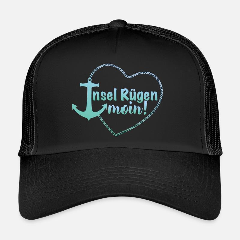Insel Rügen - Trucker Cap - Schwarz/Schwarz