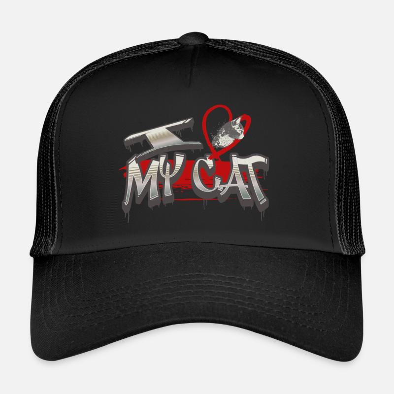 Cat Crew Graffiti Graphic 2 - Trucker Cap - Schwarz/Schwarz