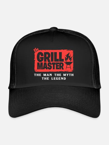 Le dicton culte des grillades Grillmaster BBQ - Casquette trucker  - noir/noir - Devant