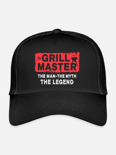Le dicton culte des grillades Grillmaster BBQ - Casquette trucker  - noir/noir - Devant
