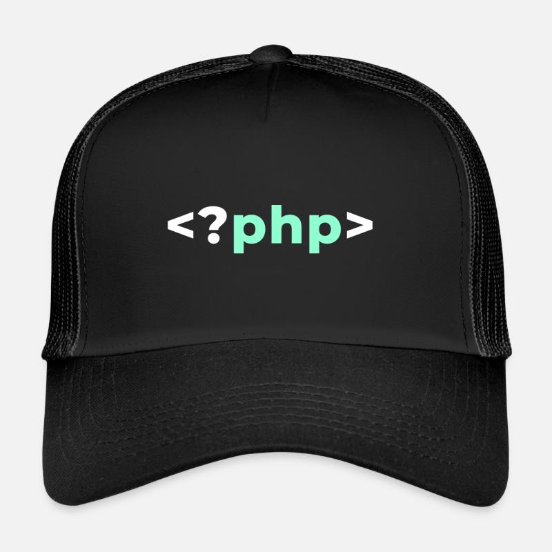 Chemise de développeur de logiciel de programmeur PHP - Casquette trucker - noir/noir