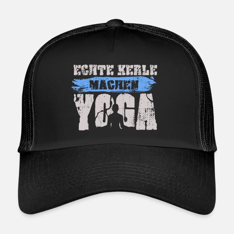 Echte Kerle machen Yoga: Yoga Männer - Trucker Cap - Schwarz/Schwarz