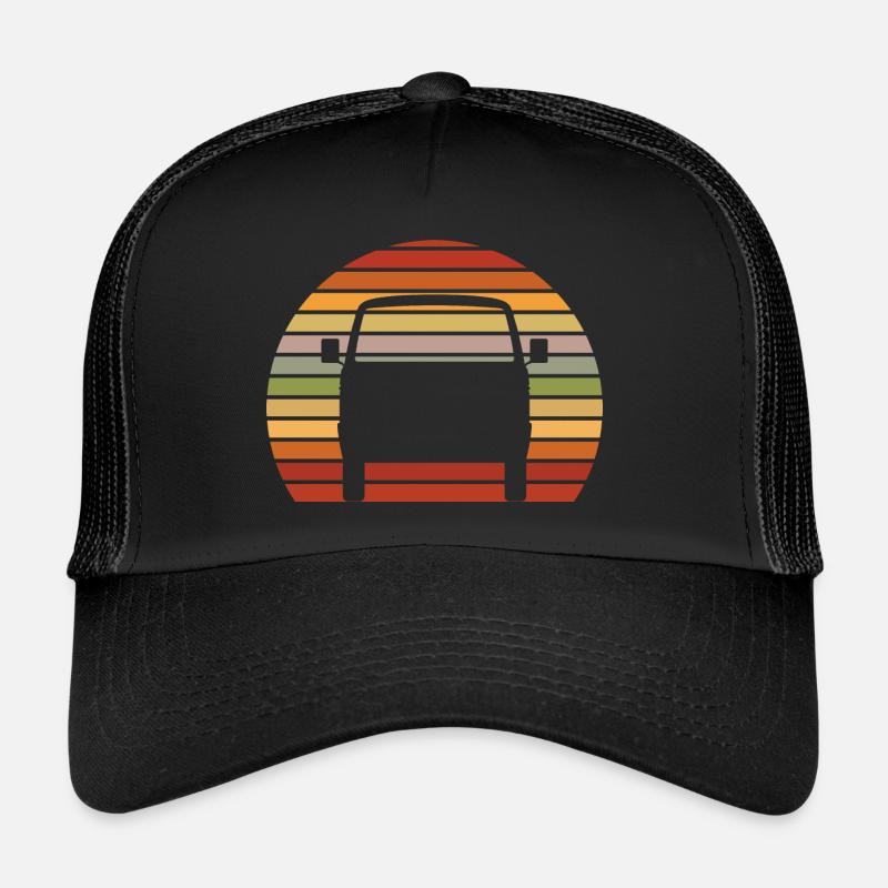 Retro Sunset classic Car - Trucker Cap - Schwarz/Schwarz
