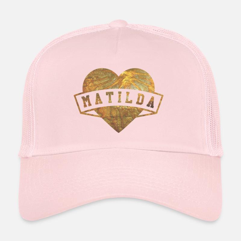 Matilda Hearts Gold Trucker Cap
