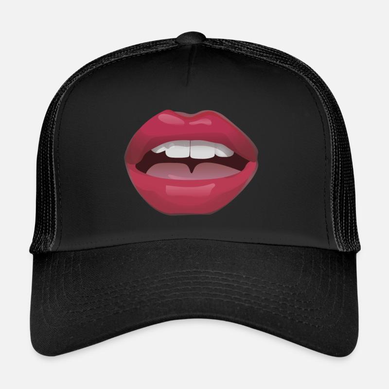 Lèvres rouges avec des dents Casquette trucker 